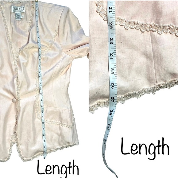 Vintage Black Tie Oleg Cassini 100% Silk Blush Embellished Suit Deadstock Sz 14 - Picture 12 of 17